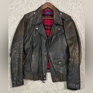 Polo by Ralph Lauren Dark Brown Leather Biker Jacket
